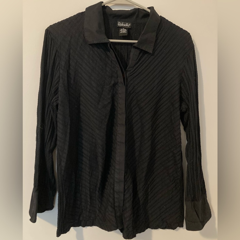 Rafaella Black Textured Long Sleeve Top